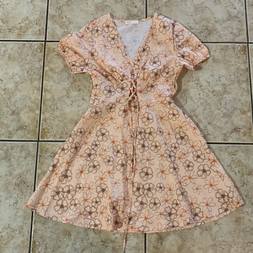 Orange floral, flowy dress